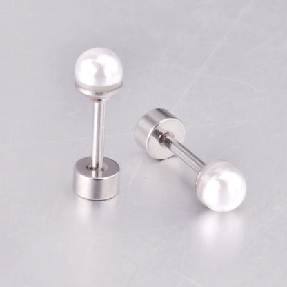 White Pearl Flat Back Studs Silver
