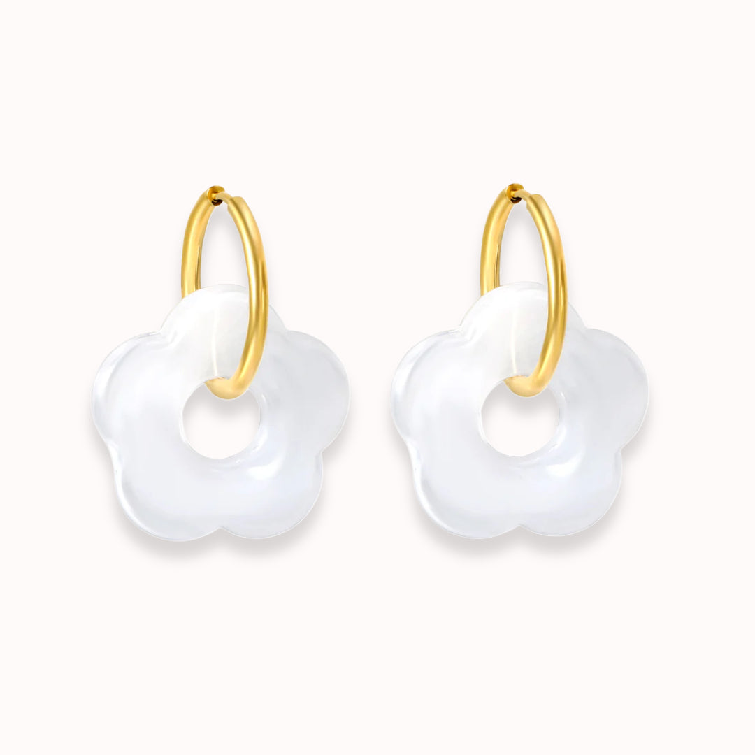 Frosted Bloom Hoops White