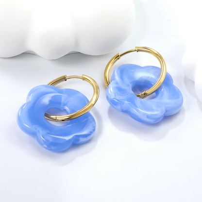 Frosted Bloom Hoops Sky Blue