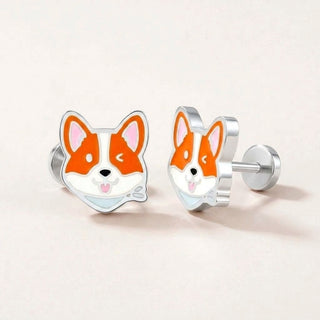 Corgi Flat Back Studs Silver