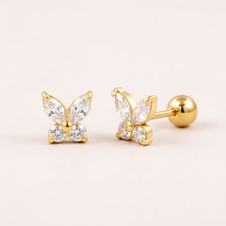 Crystal Flutter Screw Back Studs Gold