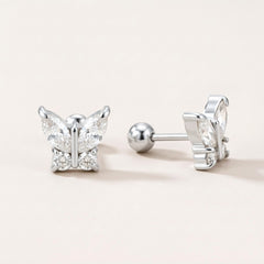 Crystal Flutter Screw Back Studs Silver