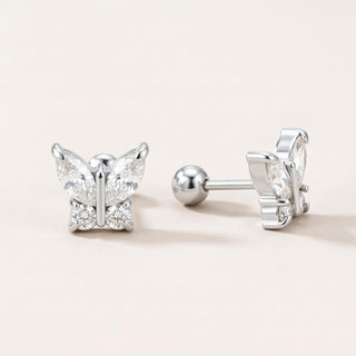 Crystal Flutter Screw Back Studs Silver