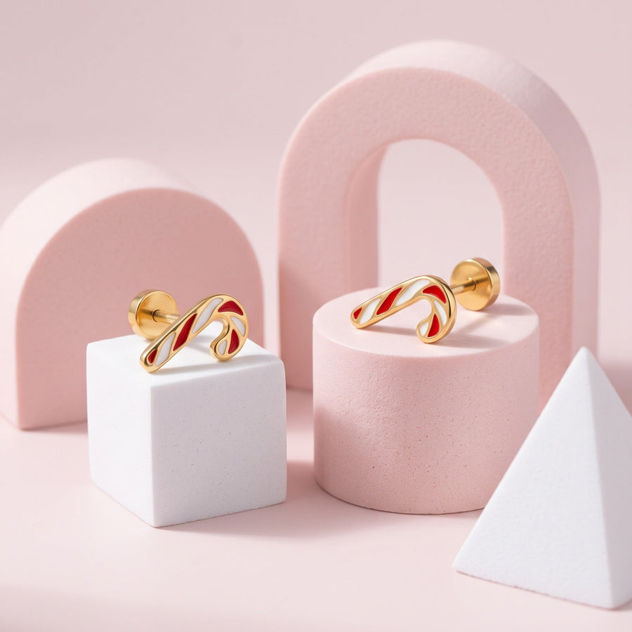 Candy Cane Flat Back Studs