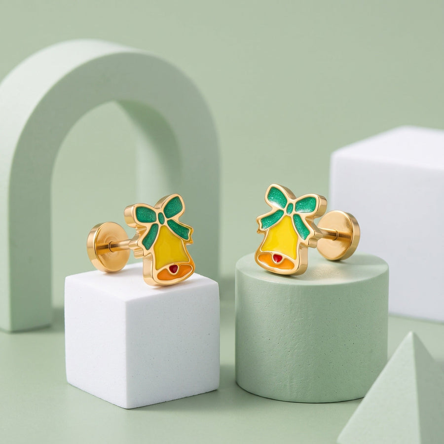 Christmas Bells Flat Back Studs