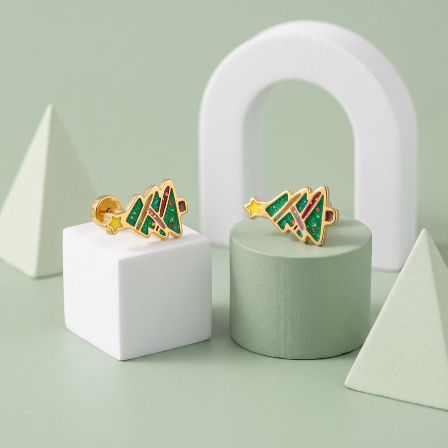 Christmas Tree Flat Back Stud