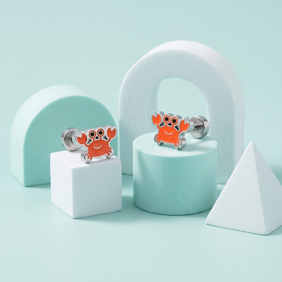 Crabby Flat Back Studs Silver