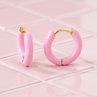 Enamel Pop Hoops Pink
