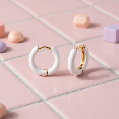 Enamel Pop Hoops White