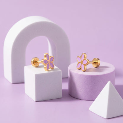 Flower Flat Back Studs Gold
