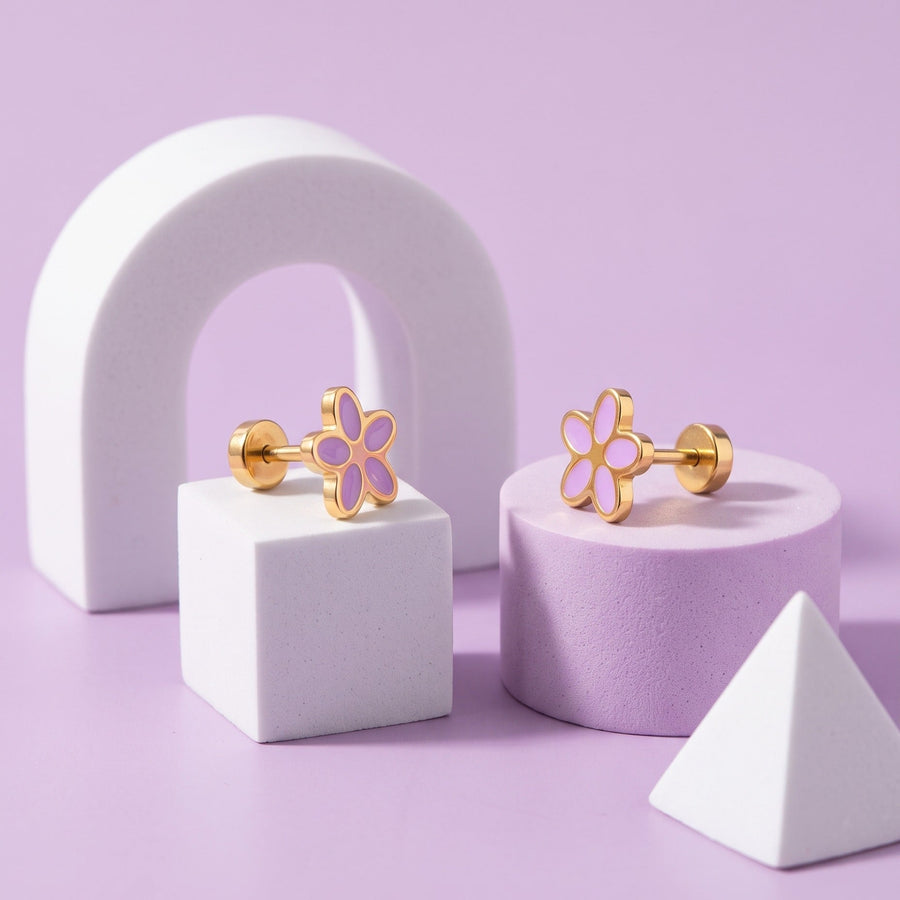 Flower Flat Back Studs Gold