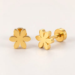 Flower Flat Back Studs Gold