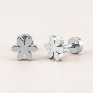 Flower Flat Back Studs Silver