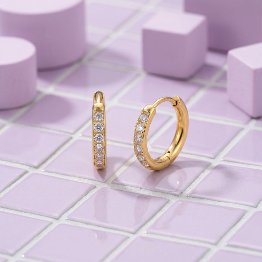 Gold Glow Band CZ Diamond Huggie