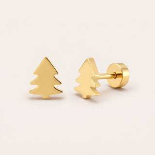 Golden Christmas Tree Flat Back Studs