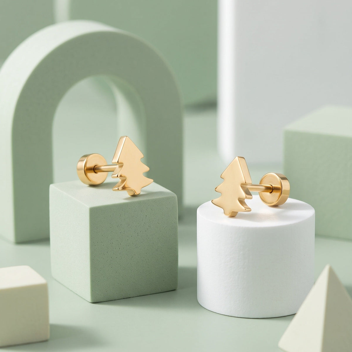 Golden Christmas Tree Flat Back Studs