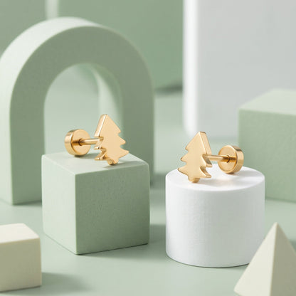 Golden Christmas Tree Flat Back Studs