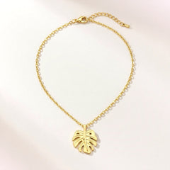 Golden Monstera Necklace