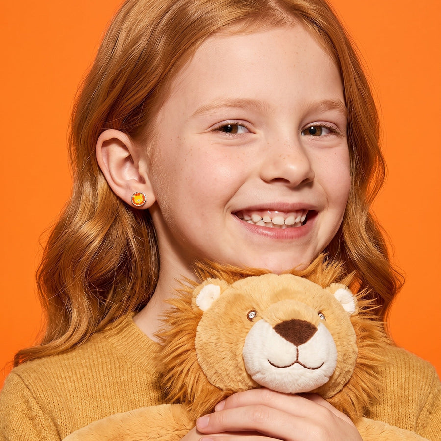 Little Lion Flat Back Studs Silver