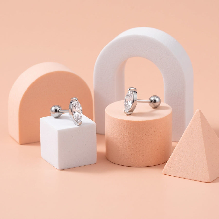 Marquise Sparkle Stud Silver