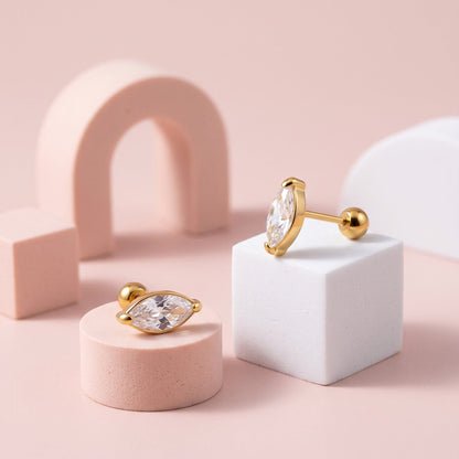 Marquise Sparkle Stud Gold