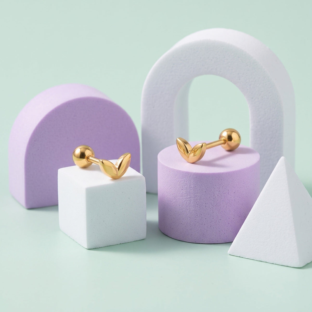 Mini Leaf Screw Back Studs Gold