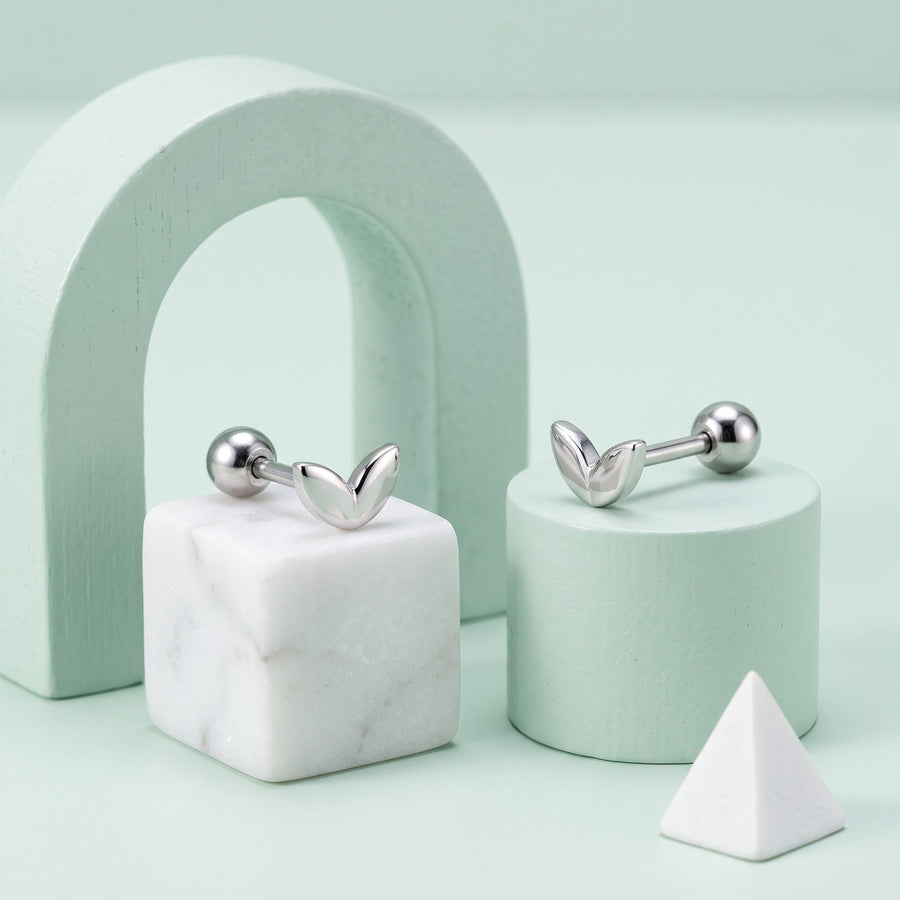Mini Leaf Screw Back Studs Silver