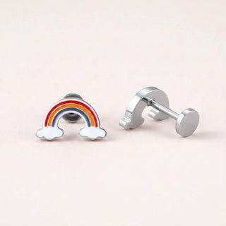 Rainbow Flat Back Studs Silver