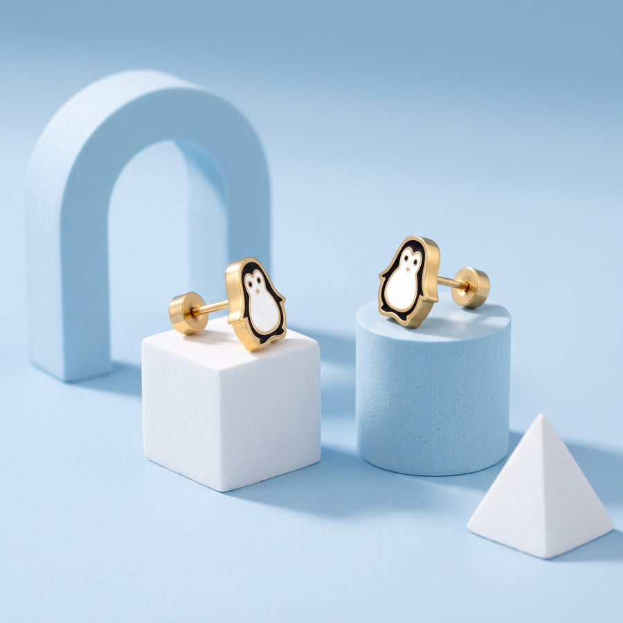 Penguin Flat Back Studs Gold