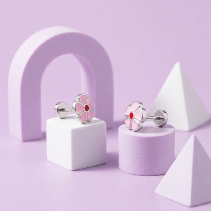 Petal Flower Flat Back Studs Silver