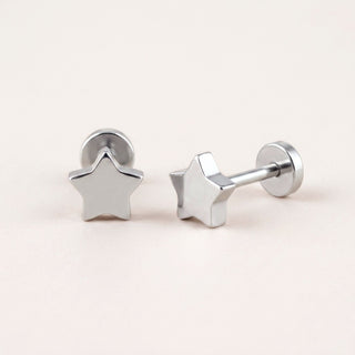 Star Flat Back Studs Silver