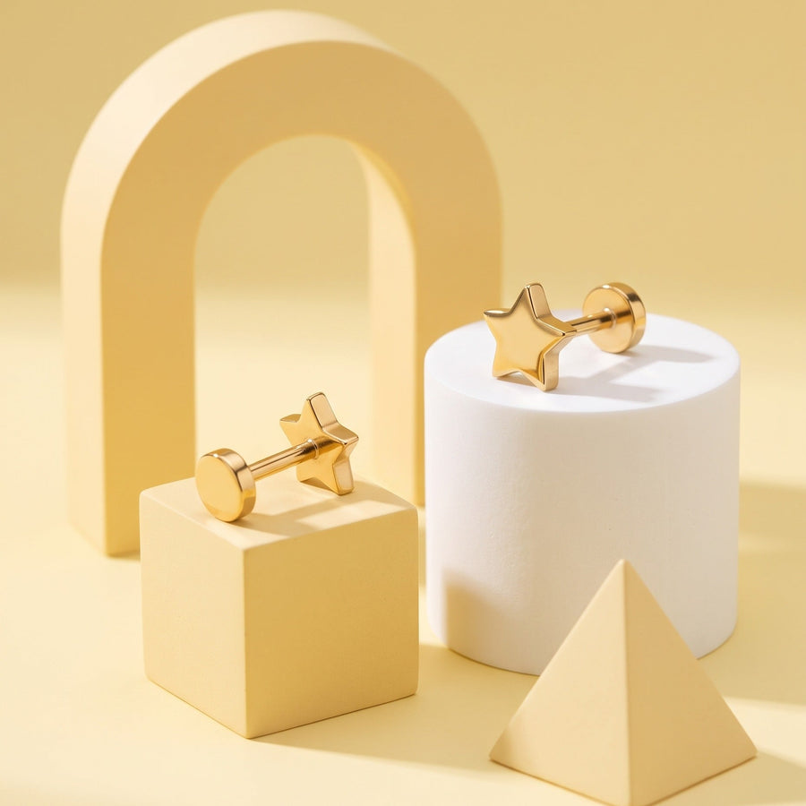 Star Flat Back Studs Gold