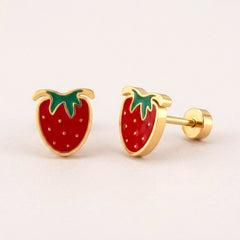 Strawberry Delight Flat Back Studs Gold