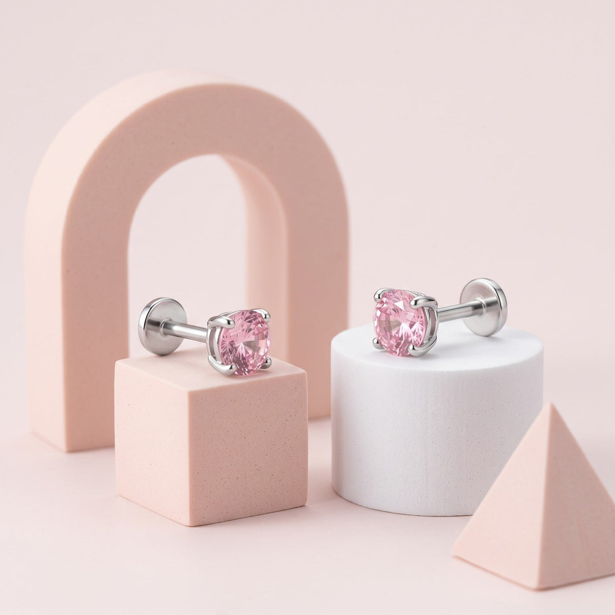 The Birthstone Flat Back Studs Silver