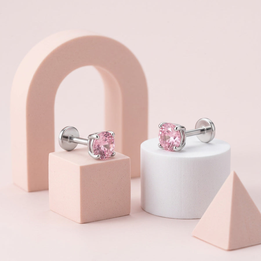 The Birthstone Flat Back Studs Silver