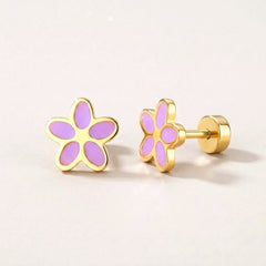 Flower Flat Back Studs Gold