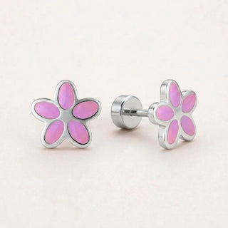 Flower Flat Back Studs Silver