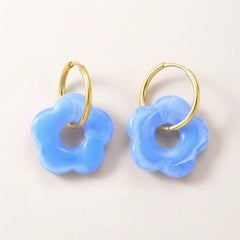 Frosted Bloom Hoops Sky Blue