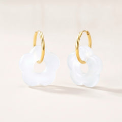 Frosted Bloom Hoops White