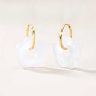 Frosted Bloom Hoops White