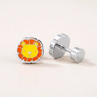 Little Lion Flat Back Studs Silver