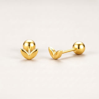 Mini Leaf Screw Back Studs Gold