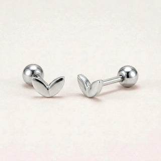 Mini Leaf Screw Back Studs Silver