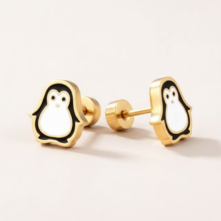 Penguin Flat Back Studs Gold