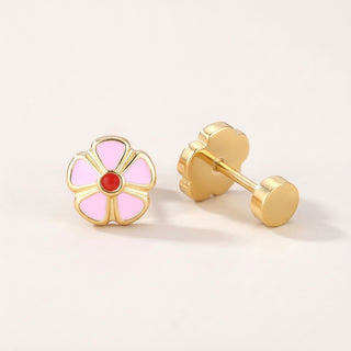 Petal Flower Flat Back Studs Gold