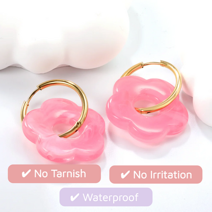 Frosted Bloom Hoops White