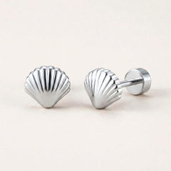 Seashell Flat Back Stud Silver