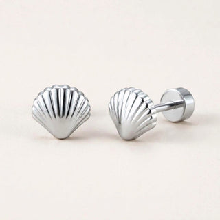 Seashell Flat Back Stud Silver