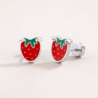 Strawberry Delight Flat Back Studs Silver
