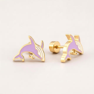 Whale Flat Back Studs Gold